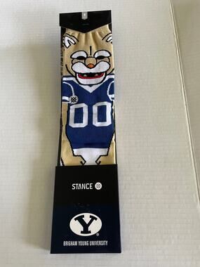 Stance BYU Cosmo Brigham Young University Mascot Crew Socks Navy M NEW